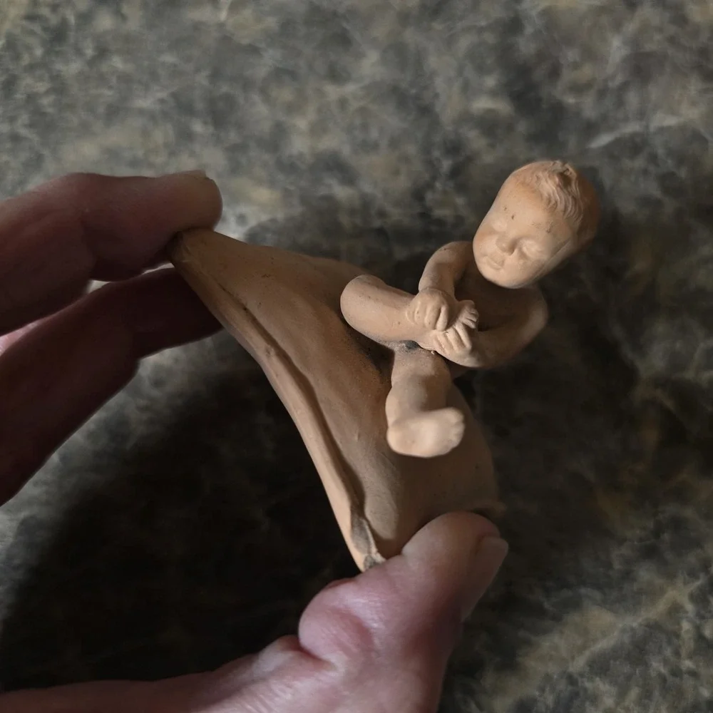 Antique P Ipsen Copenhagen Denmark Terracotta Child Figurine #443 Eneret 1800s